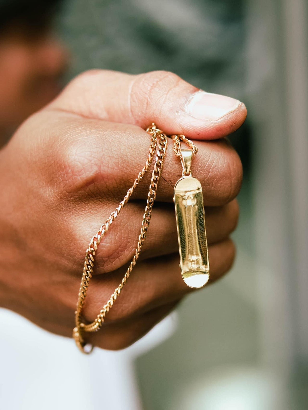 DIAMOND EDITION 14K Solid Gold Skateboard Pendant