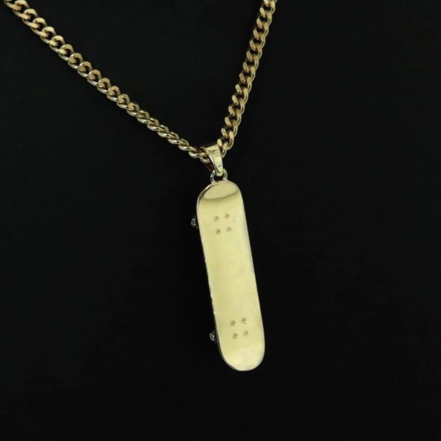 DIAMOND EDITION 14K Solid Gold Skateboard Pendant