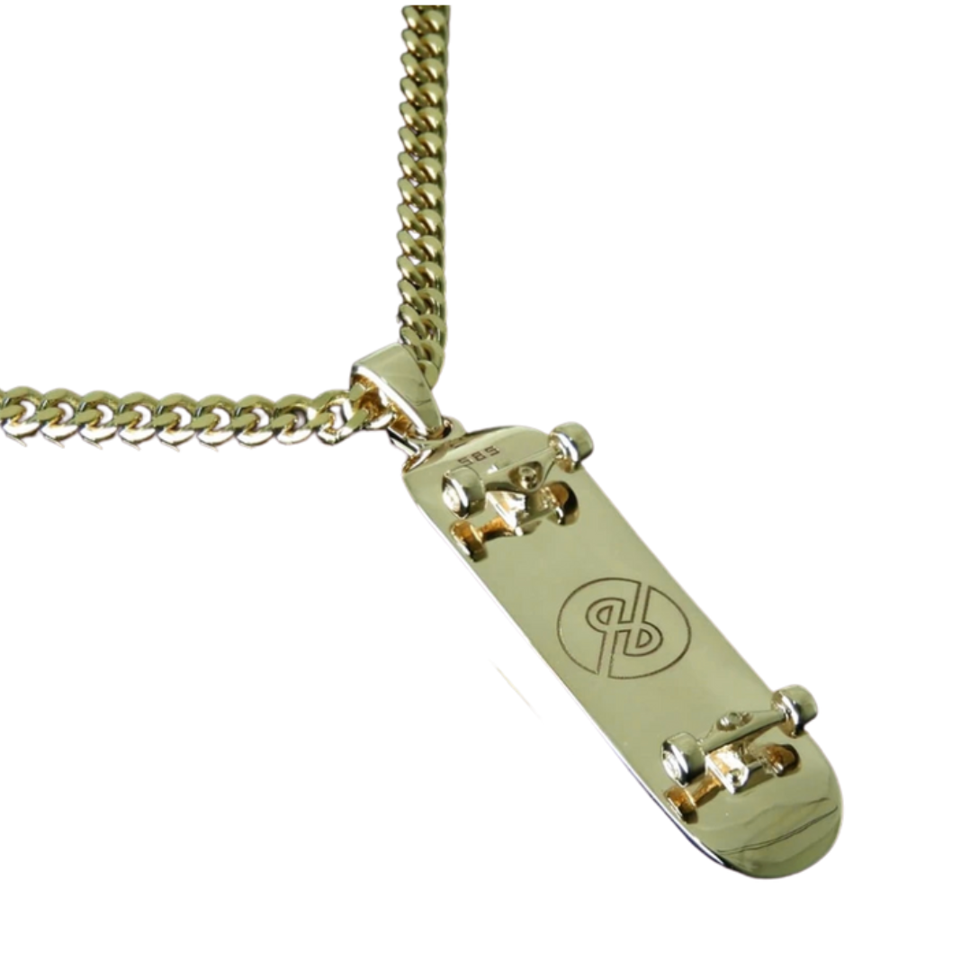 DIAMOND EDITION 14k SOLID GOLD SKATEBOARD PENDANT