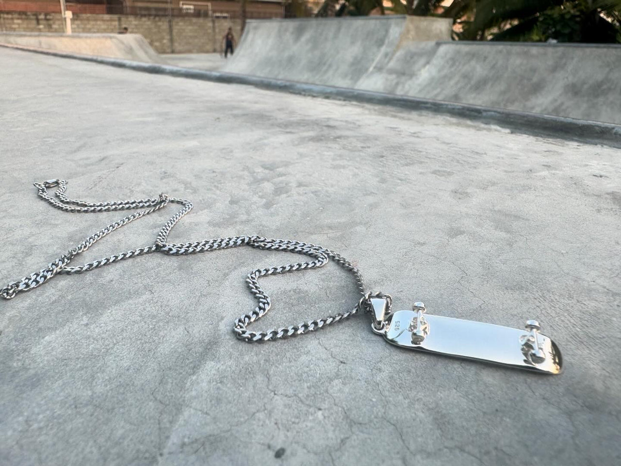 Personalized Skateboard Pendant (Silver)