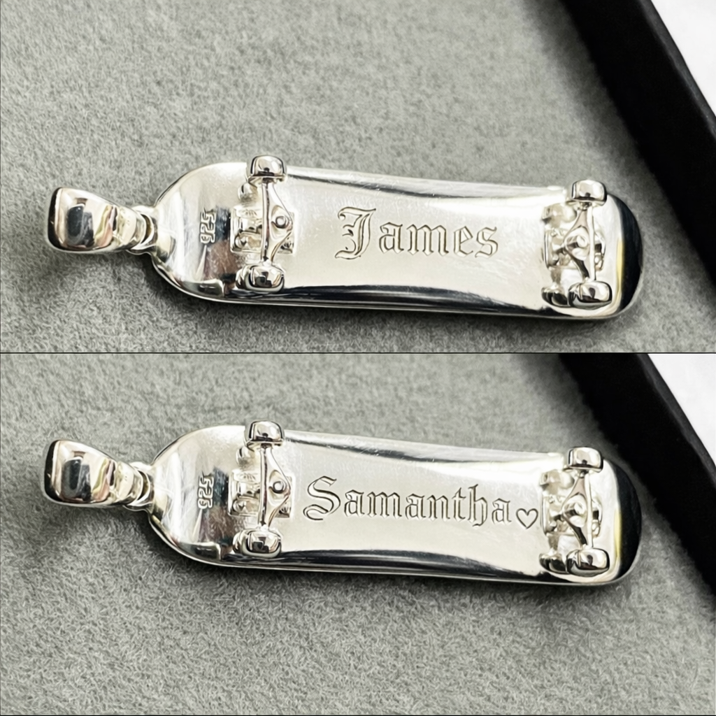 Colgante de monopatín personalizado (plata)