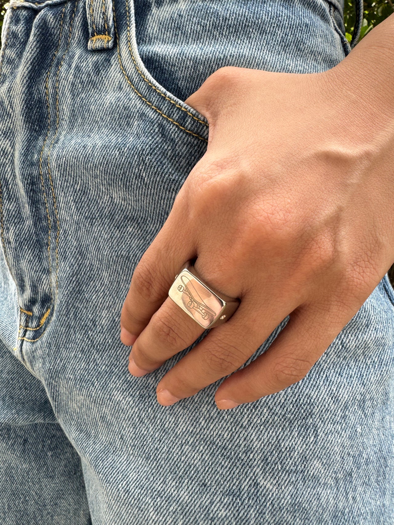 SKATEBOARD-RING (SILBER)