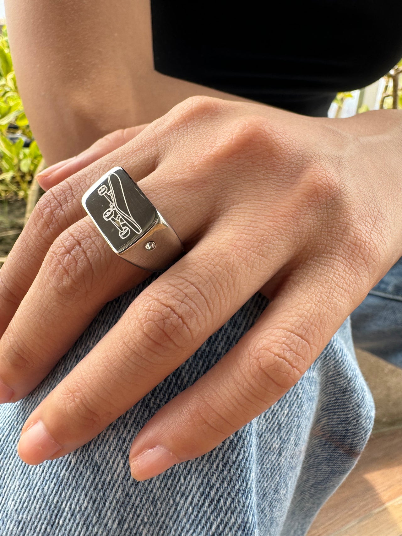 SILVER SKATEBOARD RING (SILVER) Hermosa Skateboard Jewelry Accessory