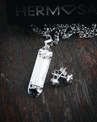 Thumbnail for Skateboard Pendant & Earrings Bundle (Silver)