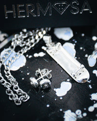 Thumbnail for Skateboard Pendant & Earrings Bundle (Silver)