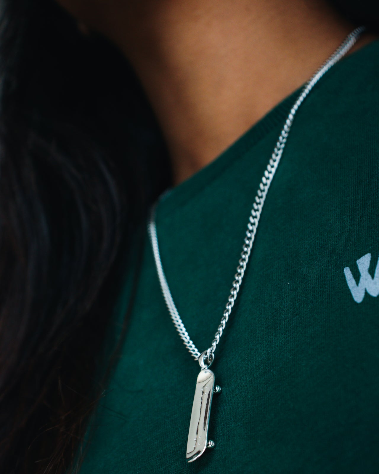 Skateboard Pendant & Ring Bundle (Silver)
