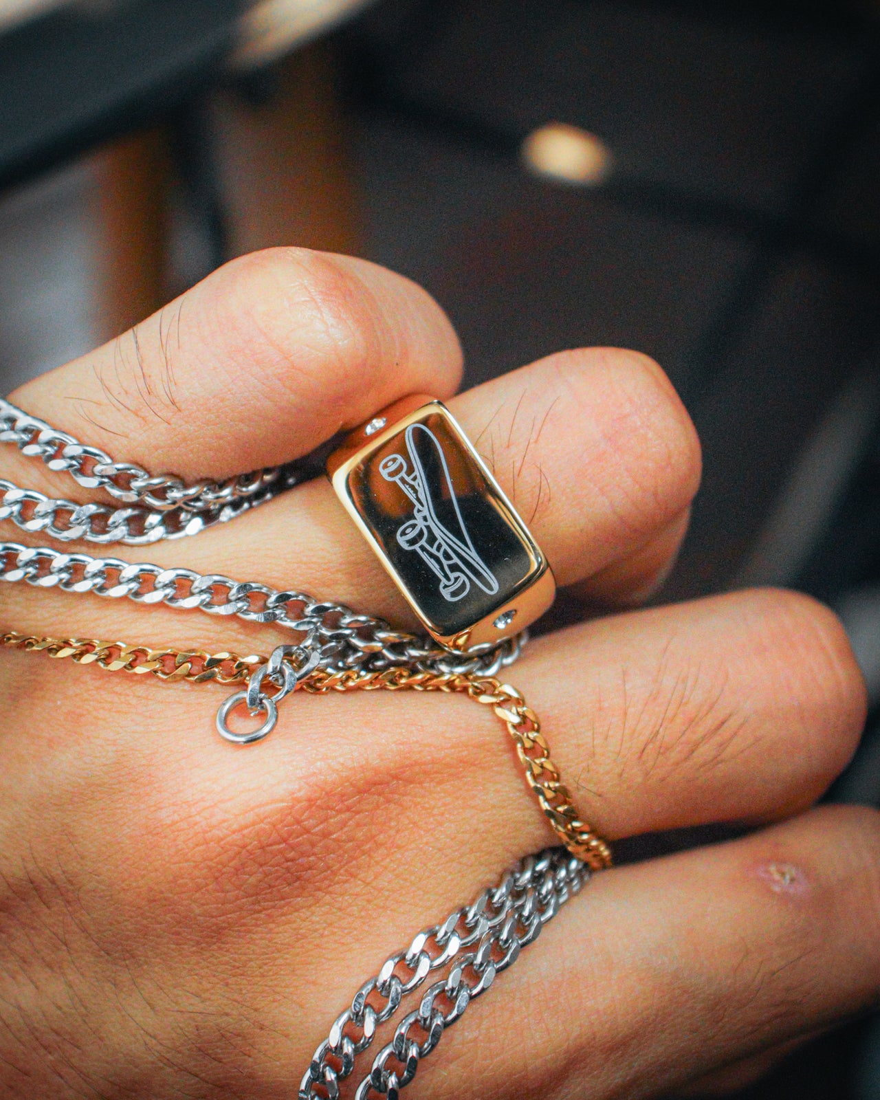 Skateboard-Ring (Gold)
