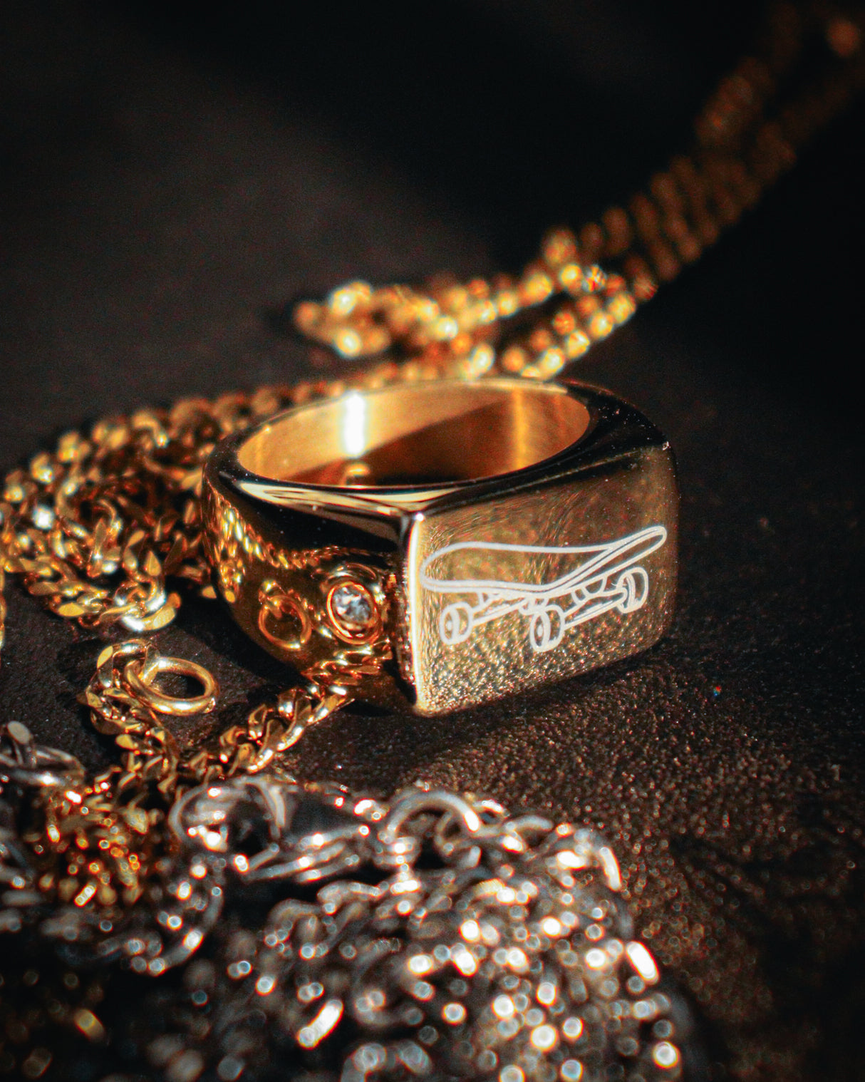 Skateboard-Ring (Gold)