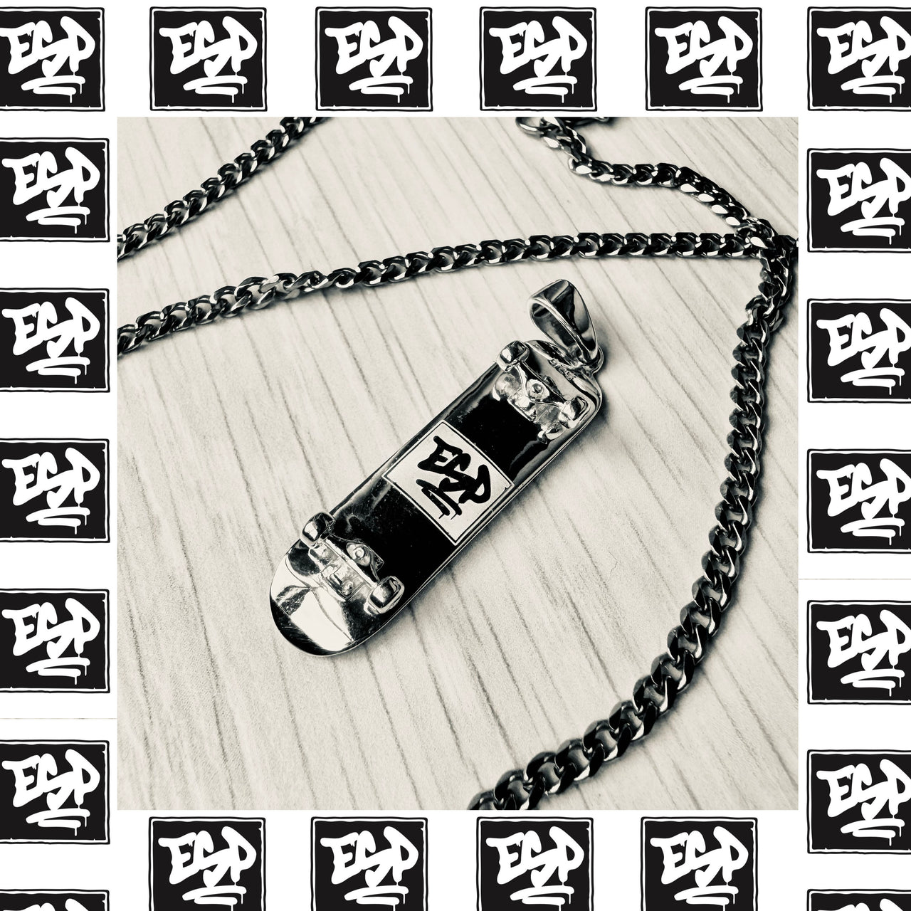 ESP Special Edition Skateboard Pendant (Silver)