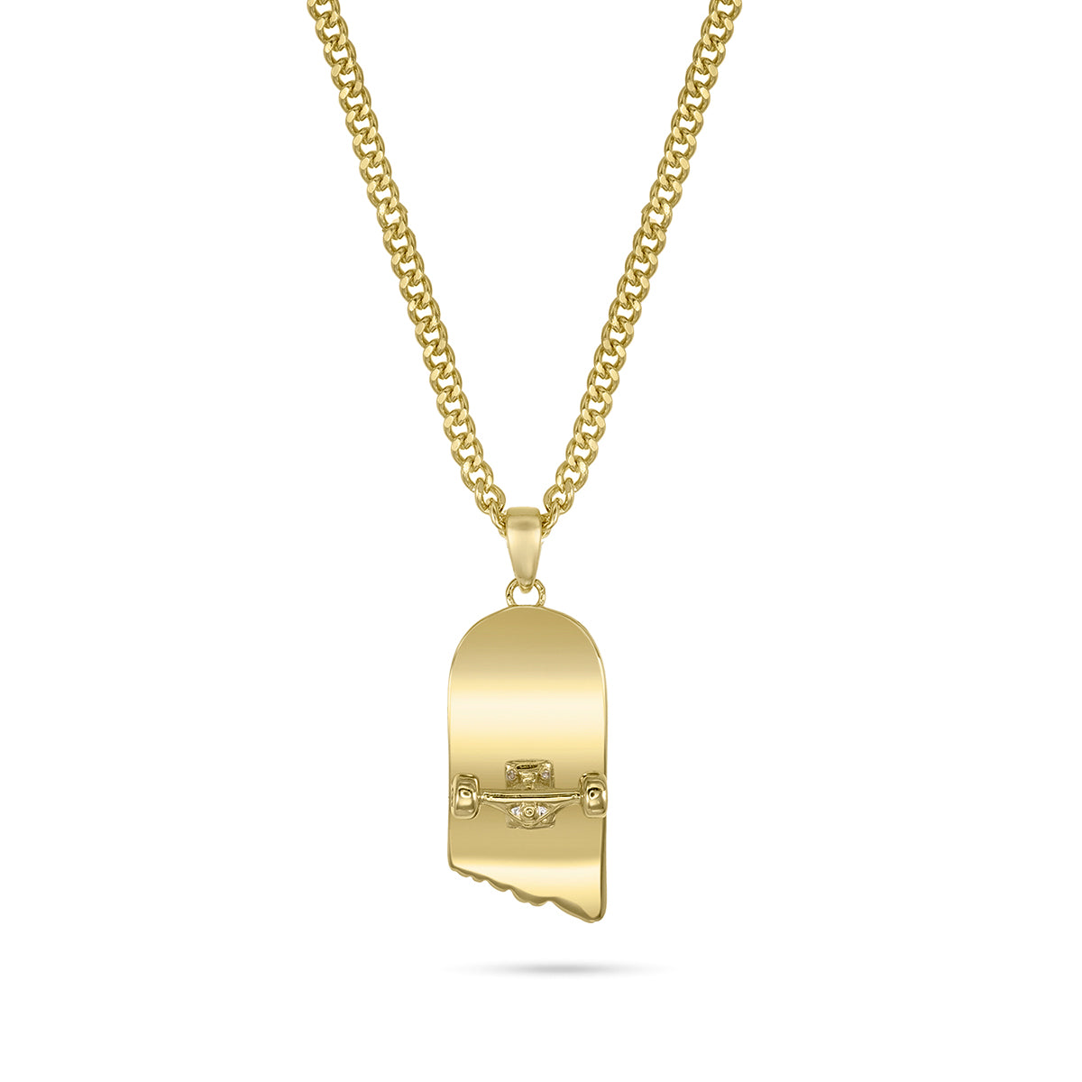 Broken Skateboard Pendant (Gold)