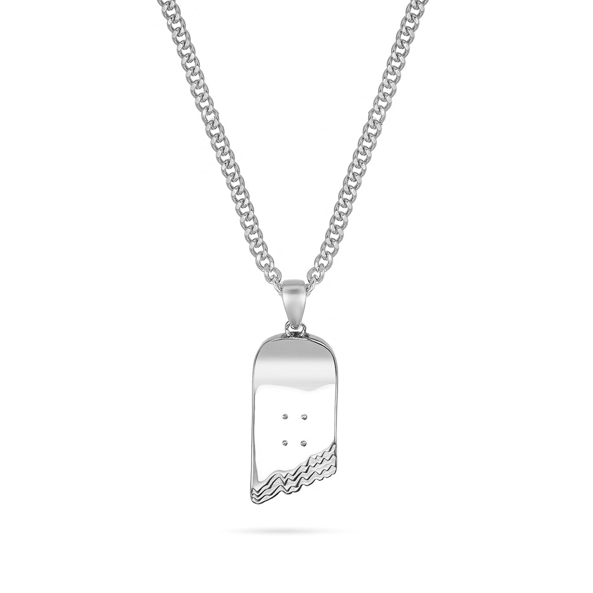 Broken Skateboard Pendant (Silver)