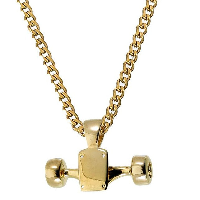 Skateboard Truck w/Wheels Pendant (Gold)