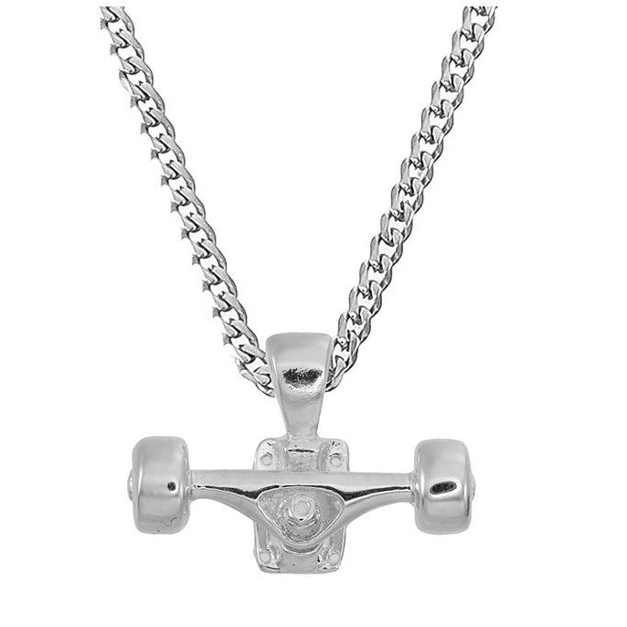 SKATEBOARD TRUCK w/ WHEELS PENDANT (SILVER)