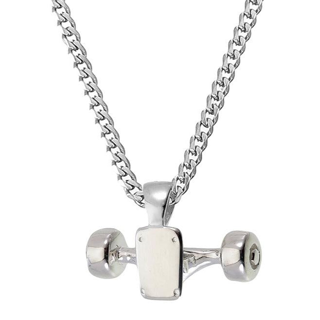 Skateboard Truck w/Wheels Pendant (Silver)