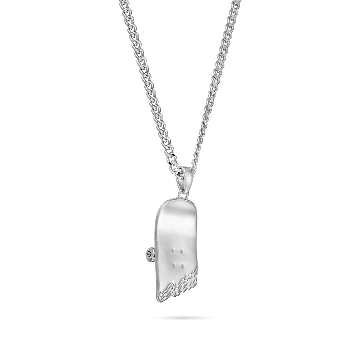 Broken Skateboard Pendant (Silver)