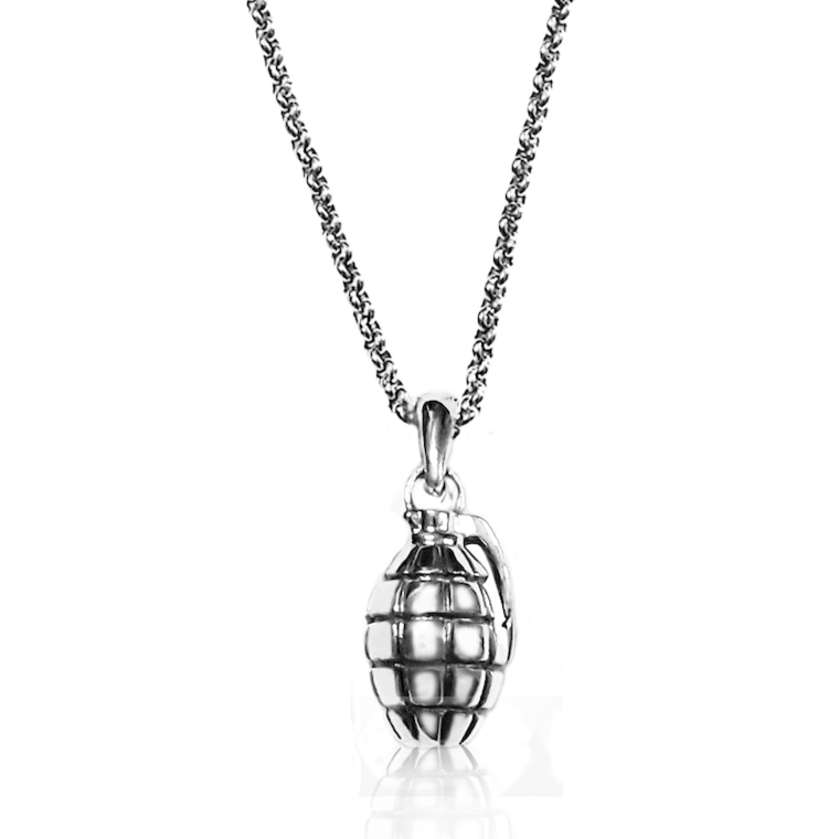 Silver online grenade pendant