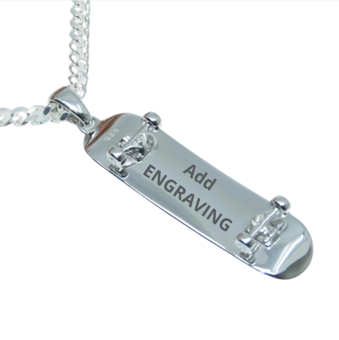 PERSONALIZED SKATEBOARD PENDANT (SILVER)