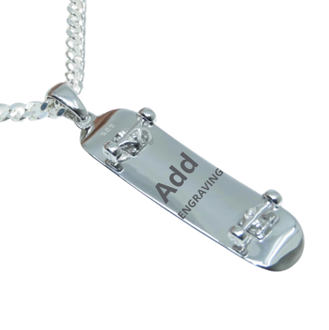 Personalized Skateboard Pendant (Silver)