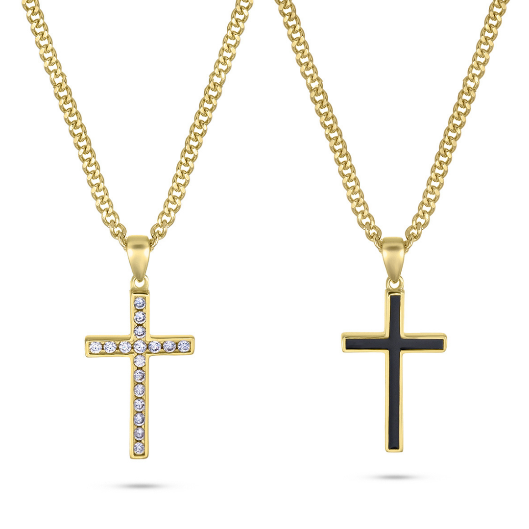 DOUBLE SIDED CROSS PENDANT (GOLD)